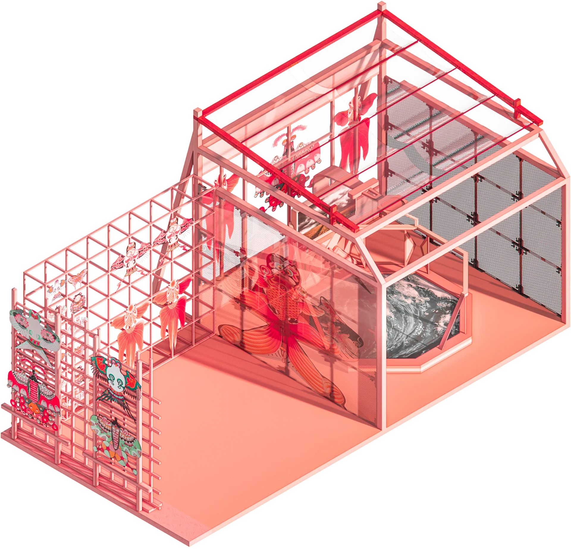 AR / VR experience pavilion axonometric render