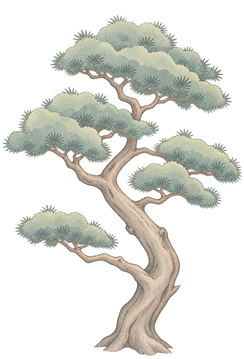 水墨松树